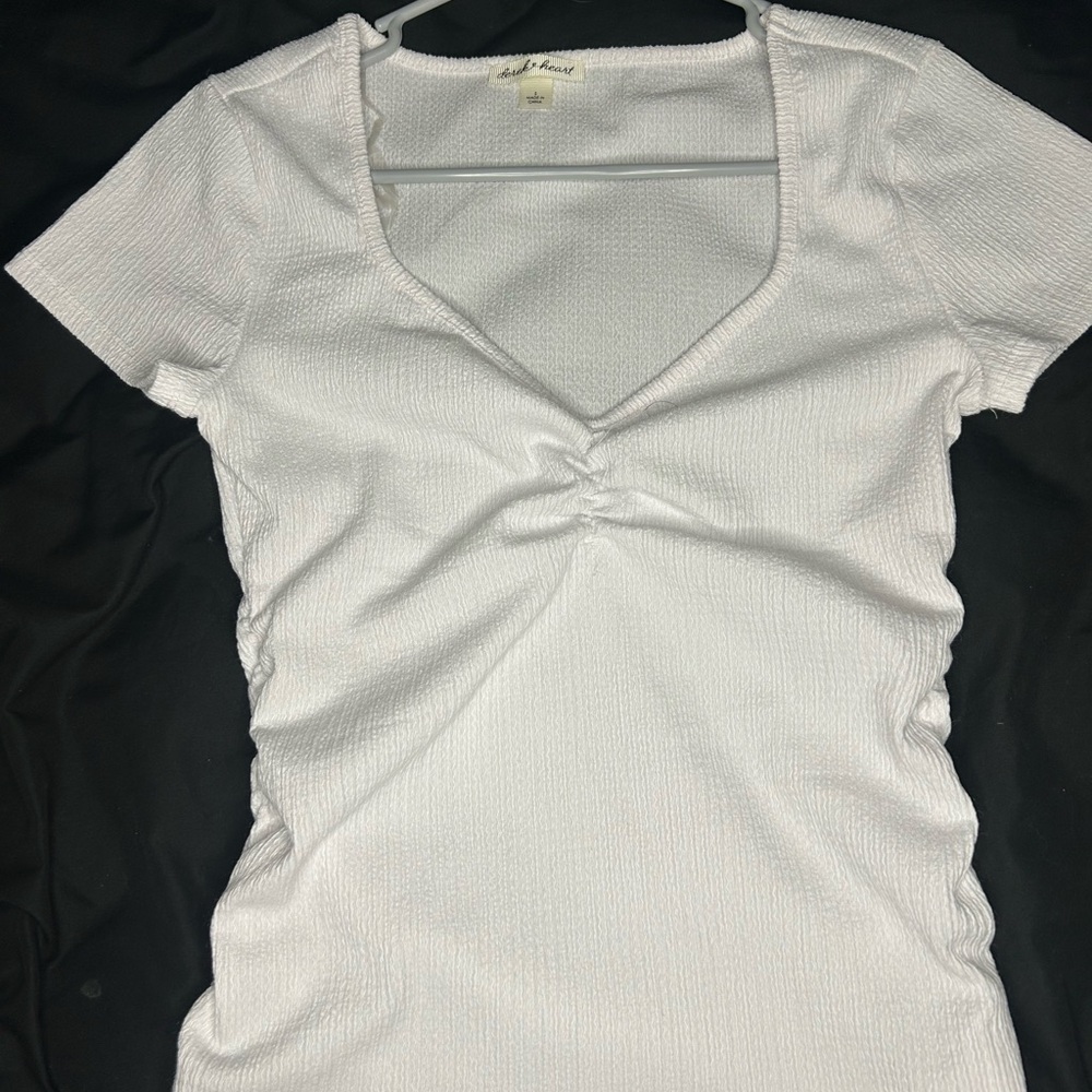 White Ruched Women Top